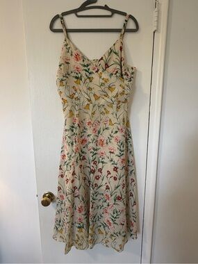 ALI & JAY Cream Floral Midi Slip Dress with Pink & Yellow Blooms